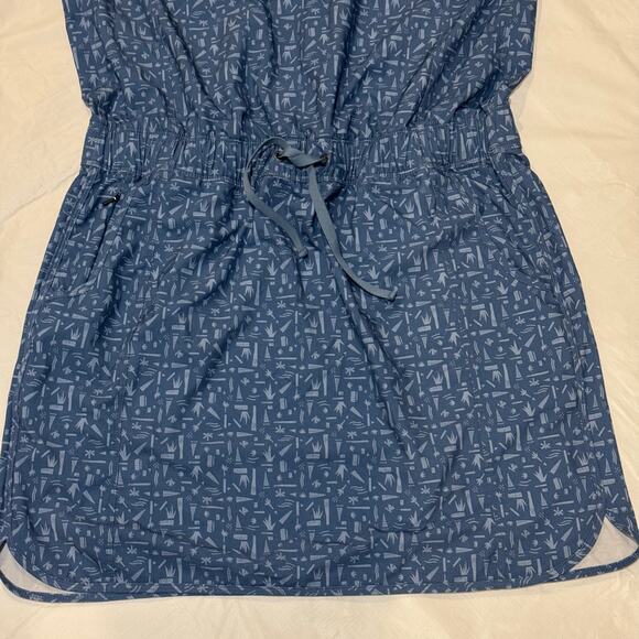 Patagonia Fleetwith Tank Dress Swamp Stamp Pigeon Blue Size Large Summer Dress - Picture 5 of 8